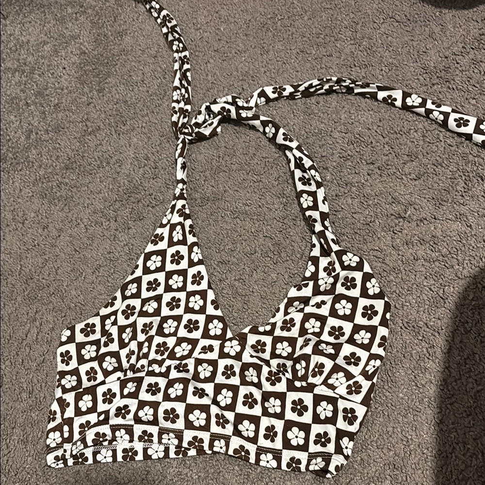 RSQ Brown and White Halter Top